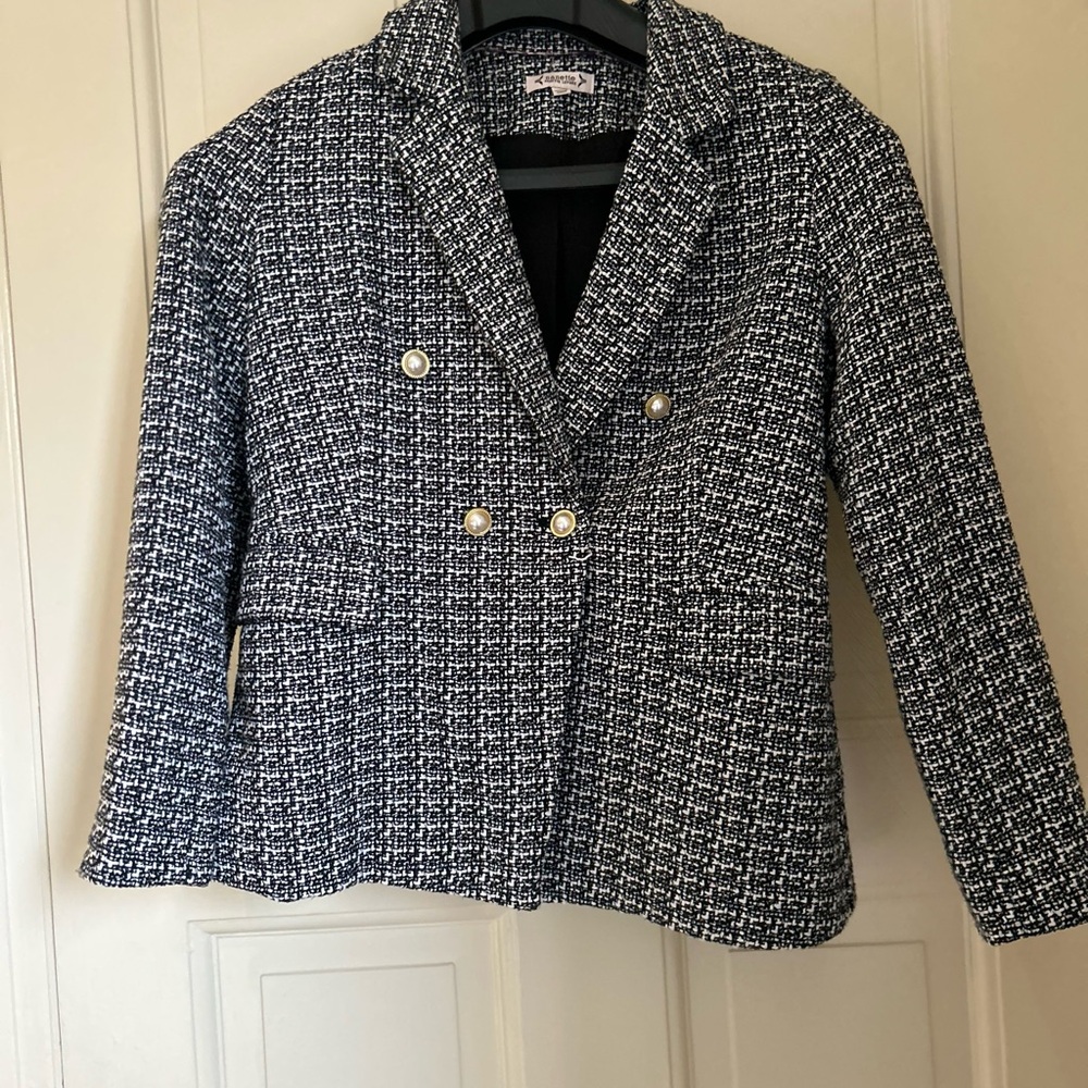 Women's Black and White Tweed Jacket
